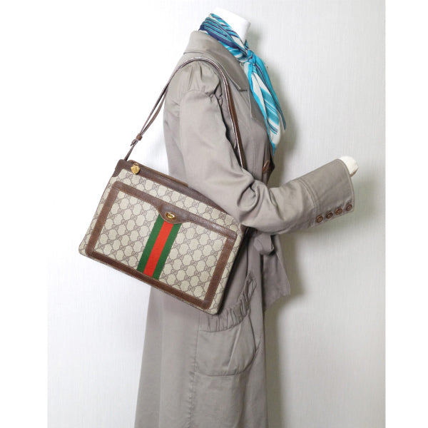 OLD Gucci 2WAY シェリーライン3層ショルダー（茶）