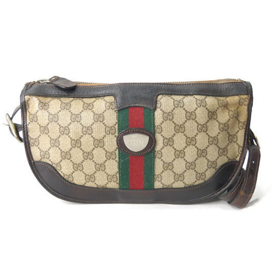 OLD Gucci　ボート型シェリー2WAYバッグ（茶）