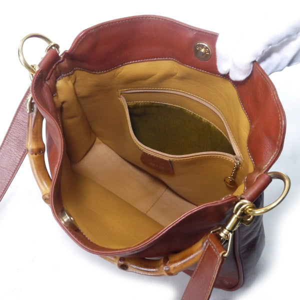 OLD Gucci  ホーボー２Wayバンブーバッグ（キャメル・中）