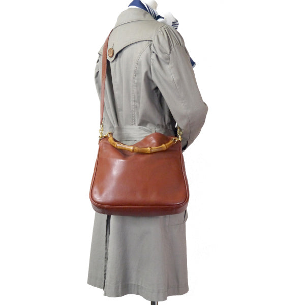 OLD Gucci  ホーボー２Wayバンブーバッグ（キャメル・中）