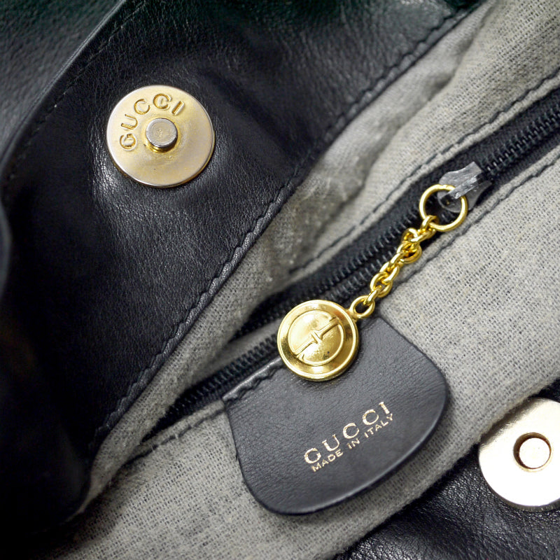 OLD Gucci ホーボー２WAYバンブーバッグ（黒・中）