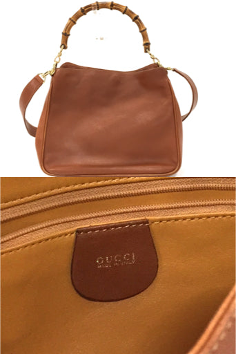 OLD Gucci キャメル　ホーボー２Ｗａｙバンブーバッグ（中）