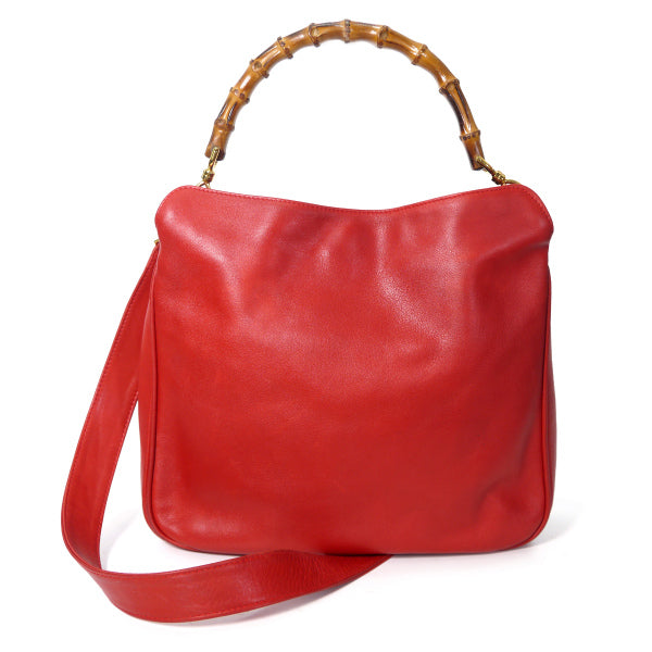 OLD Gucci ホーボー２Wayバンブーバッグ（赤・中）