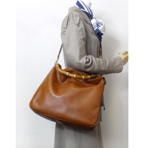OLD Gucci　ホーボー２Wayバンブーバッグ（キャメル・大）