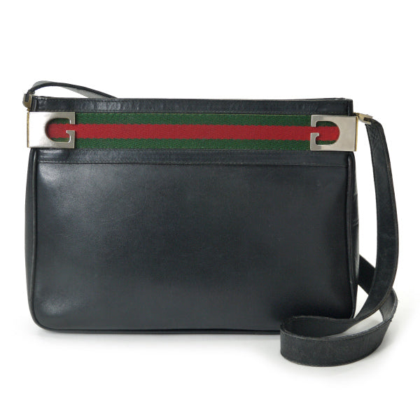 OLD Gucci シェリー総革ワンショルダー（黒）