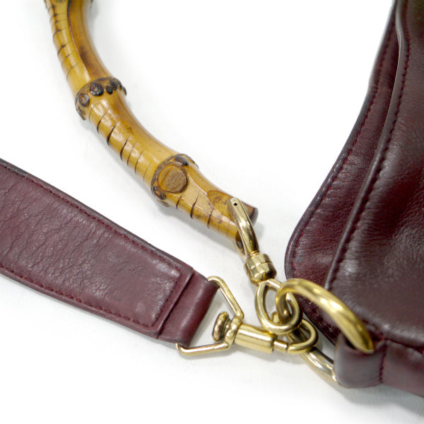OLD Gucci ホーボー２Wayバンブーバッグ（ボルドー・中）