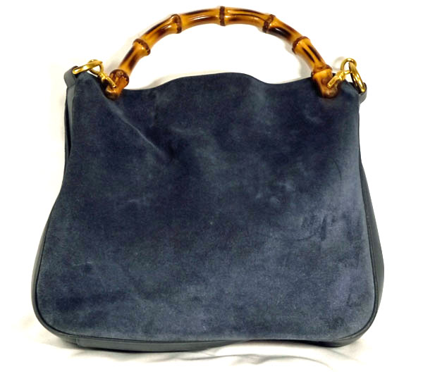 OLD Gucci ＜訳アリ＞スエードバンブーバッグ（紺）