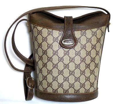 OLD Gucci 筆記体Gucci バケツ型ショルダー(茶)