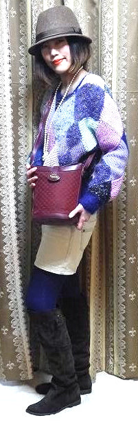 OLD Gucci 筆記体Gucci バケツ型ショルダー(ボルドー)