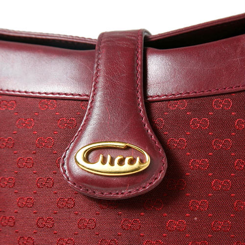 OLD Gucci 筆記体Gucci バケツ型ショルダー(ボルドー)