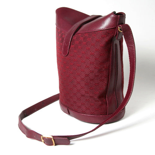 OLD Gucci 筆記体Gucci バケツ型ショルダー(ボルドー)