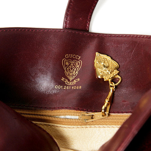 OLD Gucci 筆記体Gucci バケツ型ショルダー(ボルドー)