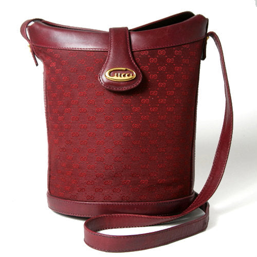 OLD Gucci 筆記体Gucci バケツ型ショルダー(ボルドー)