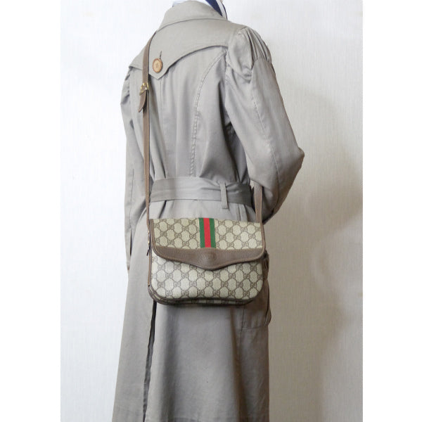 OLD Gucci　3層シェリーポシェットバッグ（茶）