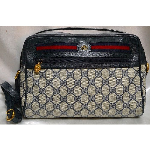 OLD　Gucci　定番ショルダー横シェリー（青・大）