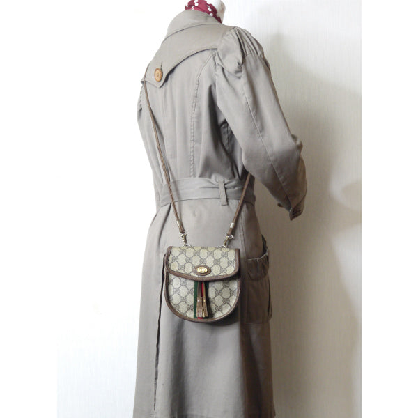 OLD Gucci 　フリンジ２WAYシェリーポシェット （茶）