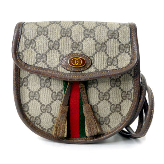 OLD Gucci 　フリンジ２WAYシェリーポシェット （茶）