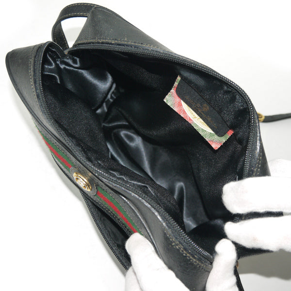 OLD Gucci　定番ショルダー横シェリー（黒・大）