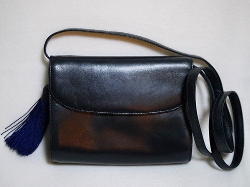 OLD Gucci フリンジ付き二重チェーンショルダー（濃紺）