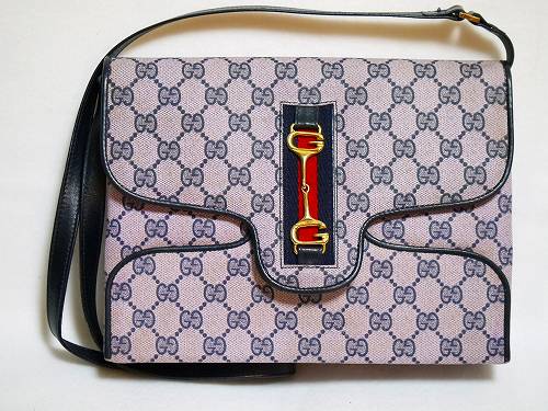 OLD Gucci 縦ビット金具ショルダー（青）