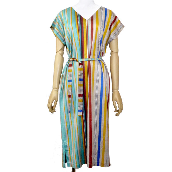 OLD Gucci マルチカラーストライプワンピース（コットン）