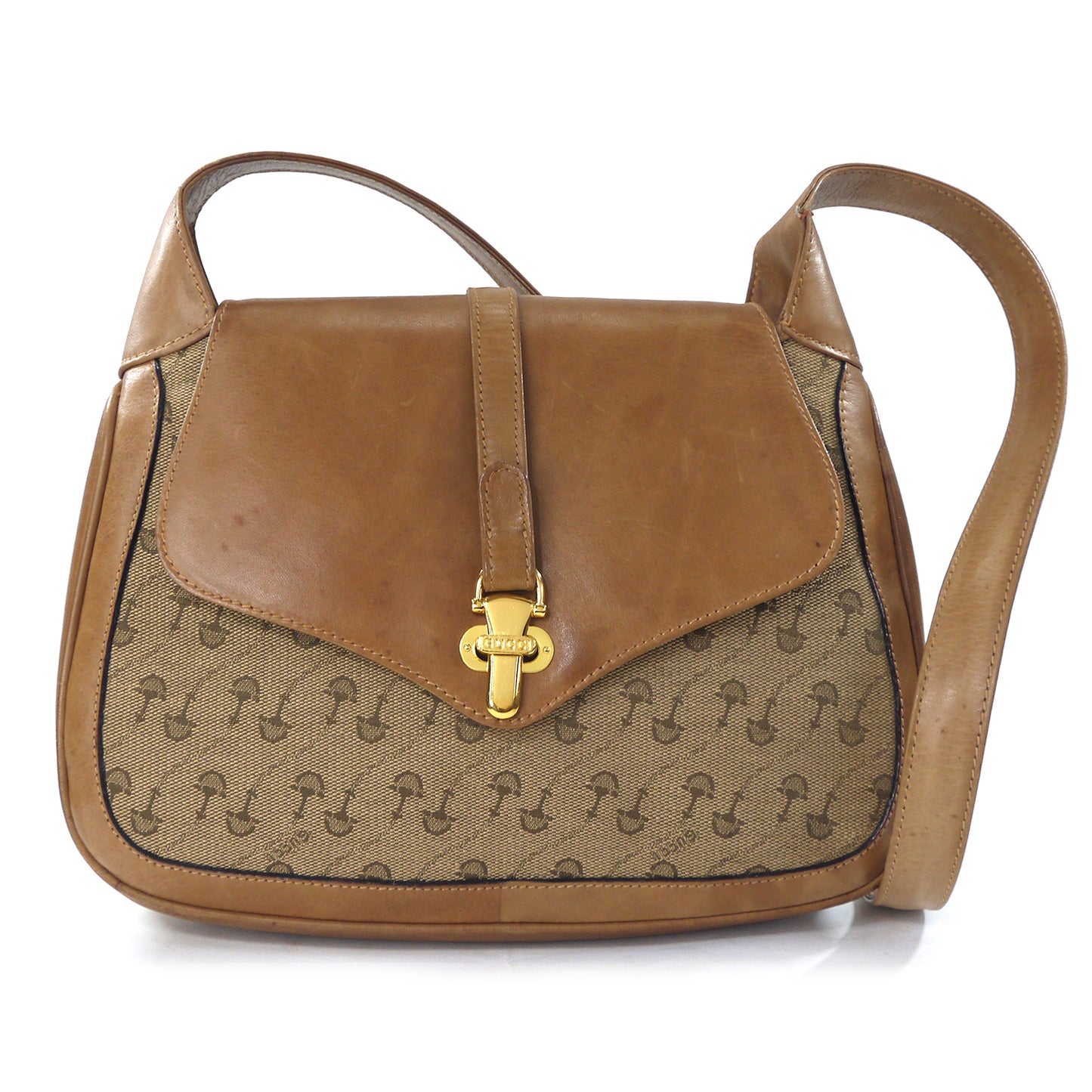 OLD Gucci 激レア！ビット柄ジャガードショルダー（茶）