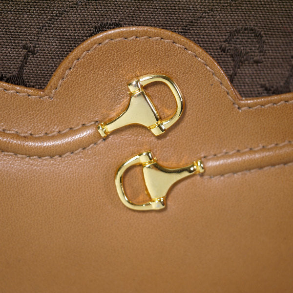 OLD Gucci 激レア！ビット柄ジャガード 丸ポシェット（茶）