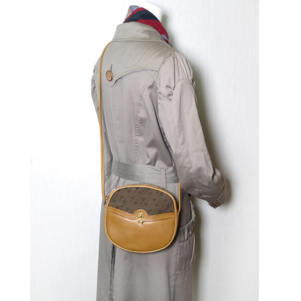OLD Gucci 激レア！ビット柄ジャガード 丸ポシェット（茶）