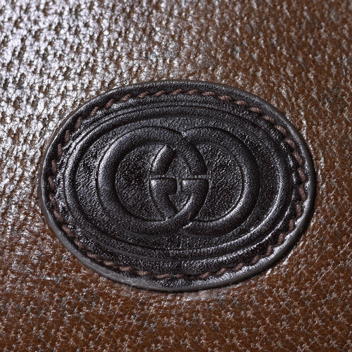 OLD Gucci 網目持ち手ボストン（茶・総皮）