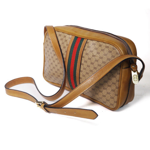 OLD Gucci　定番縦シェリーショルダー（マイクロGG・キャメル）