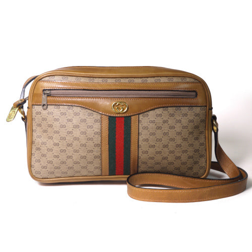 OLD Gucci　定番縦シェリーショルダー（マイクロGG・キャメル）