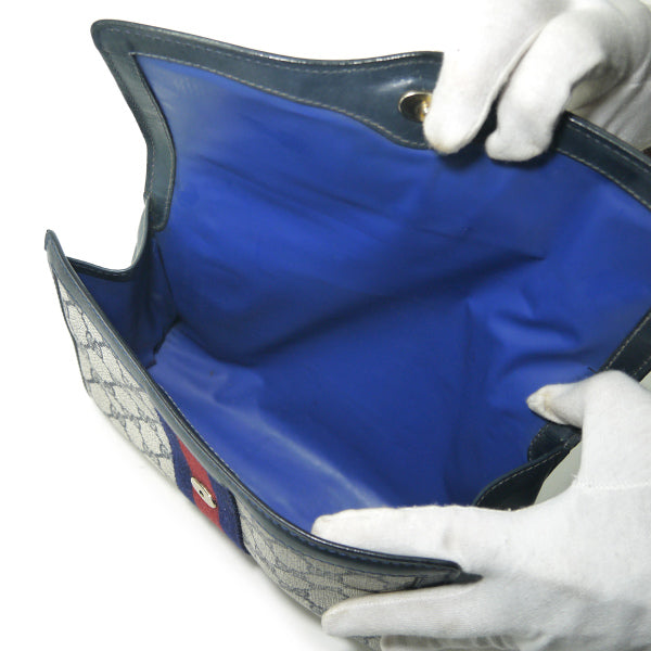 OLD Gucci Parfums シェリーGG柄クラッチバッグ （青）