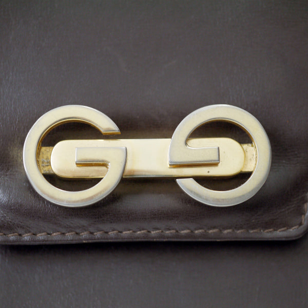 OLD Gucci　2WAY総革G金具ショルダー（濃茶）