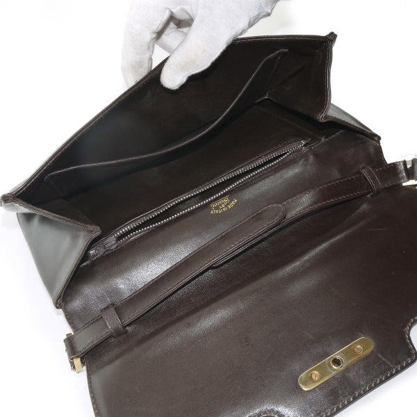 OLD Gucci　2WAY総革G金具ショルダー（濃茶）