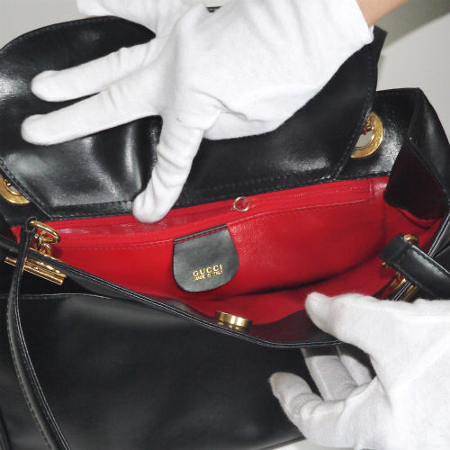 OLD Gucci　黒本革ビジネストート（内装赤）