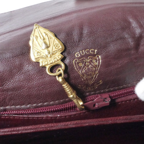 OLD Gucciスエード×革編み込みショルダー（ボルドー）