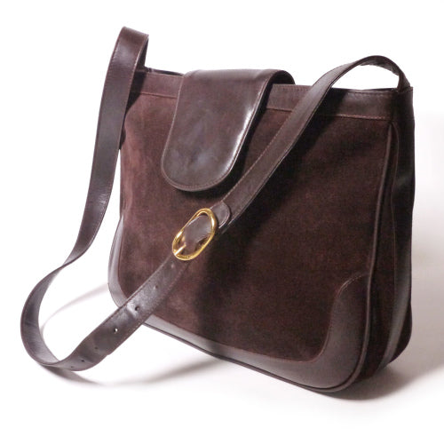 OLD Gucci　レア!ホースビット金具ショルダー（スエード茶）