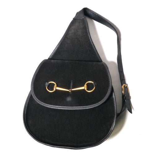 OLD Gucci <訳あり>ホースビット金具デイパック（スエード黒）
