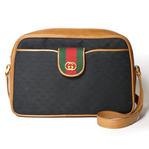 OLD Gucci マイクロGGワンショルダー（黒×キャメル）