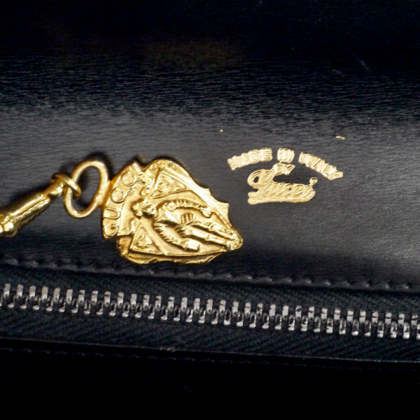 OLD Gucci　ラピス総皮ハンドバッグ(黒)