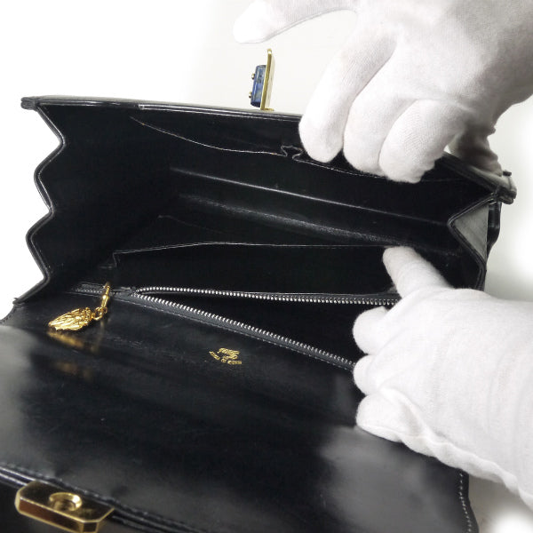 OLD Gucci　ラピス総皮ハンドバッグ(黒)