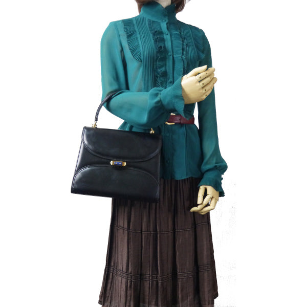 OLD Gucci　ラピス総皮ハンドバッグ(黒)