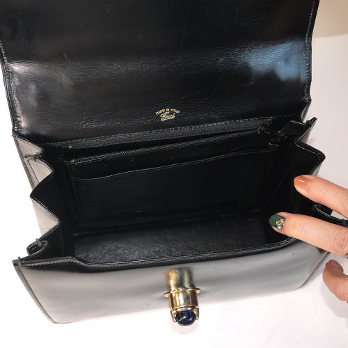 OLD Gucci　ラピス総皮ハンドバッグ(黒)