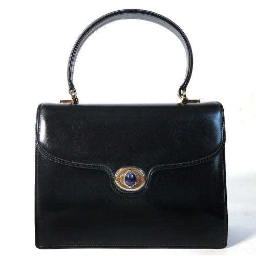 OLD Gucci　ラピス総皮ハンドバッグ(黒)
