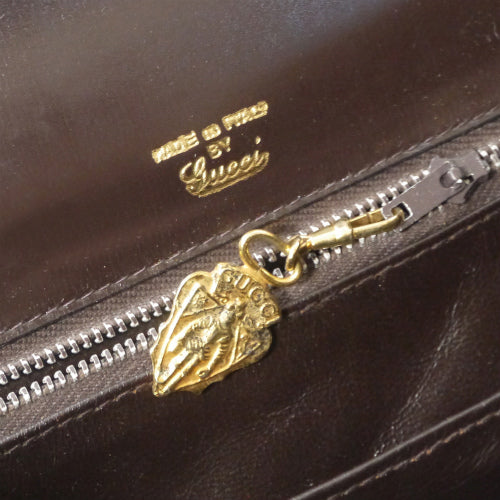 OLD Gucci リザードチェーン付きハンドバッグ（濃茶）