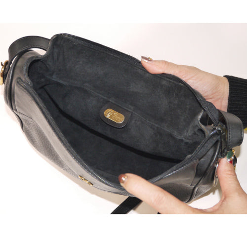 OLD Gucci 2WAY半円総革バッグ（型押し・黒）
