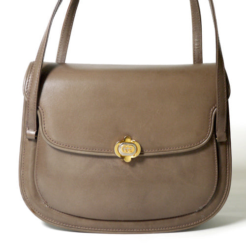 OLD Gucci　＜訳アリ＞総皮３層式ハンドバッグ(モカ)