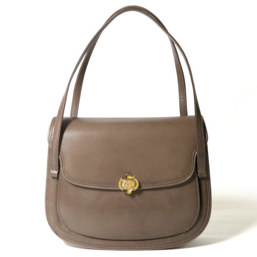 OLD Gucci　＜訳アリ＞総皮３層式ハンドバッグ(モカ)