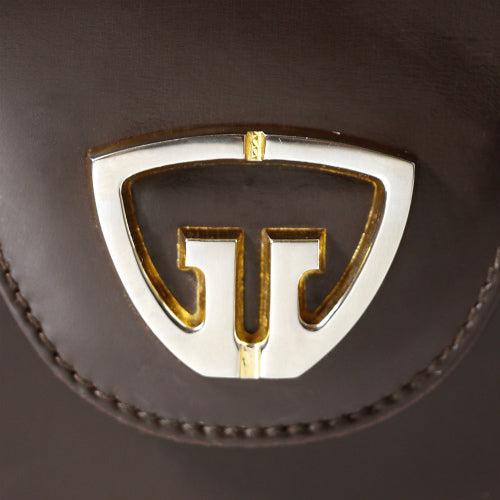 OLD Gucci　トライアングルGGショルダー（総革/茶 )