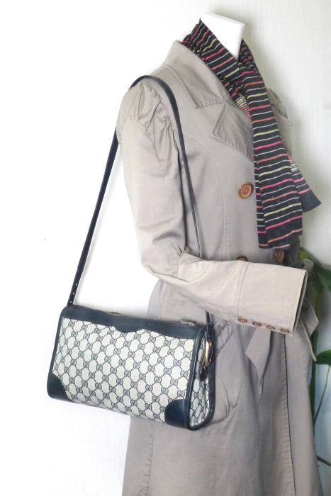 OLD GUCCI　シンプル横長ショルダー（青）